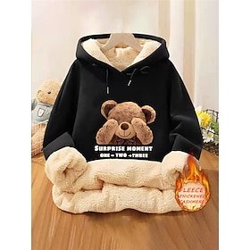 Women's Hoodie Sweatshirt  Animal Letter Street Dailywear Pocket Print Casual Comfrt Hoodie Long Sleeve Micro-elastic Fall Winter Fall  Winter Comfrt Breathabl