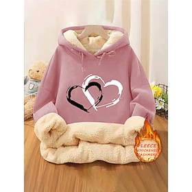 Women's Hoodie Sweatshirt Heart Street Dailywear Pocket Print Casual Comfrt Hoodie Long Sleeve Micro-elastic Fall Winter Fall Winter Comfrt Breathable Soft F