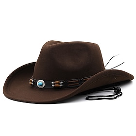 Men's Kentucky Derby Hat Sun Hat Cowboy Hat Fedora Trilby Hat Black Wine Woolen Vintage Style Fashion 18th Century State of Texas Daily Theme Party Solid / Pla