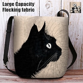 Women's Black Cat Print Crossbody Bag  Stylish Casual Shoulder Bag for Cat Lovers and Everyday Use