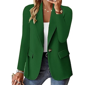 Per donna Giacca Pulsante Tinta unica Casual / quotidiano Moda Standard Capispalla Manica lunga Inverno Verde militare S