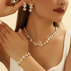 Bridal Jewelry Sets Three-piece Suit Zircon Rhinestone 1 Necklace Earrings Bracelets Women's Elegant Vintage Holiday Cute Vintage Style Heart Precious irregula