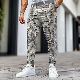 Men's Snakeskin Dress Pants Mid Waist Fashion Business Casual Formal Outdoor St…