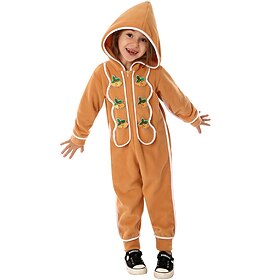 Gingerbread Man Kigurumi Sleepwear Jumpsuit Onesies Girls' Cosplay Costume Kid's Christmas New Year Christmas Eve Christmas Party Onesie