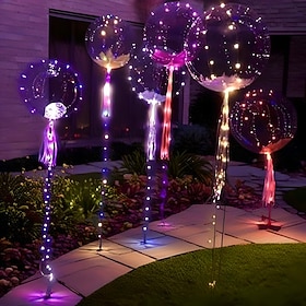 LED Ballons Beleuchtung BoBo Ballons in Warmweiß Bunte Leuchtende Transparente Blase für Innen/Außen Geburtstagsfeier Hochzeitsdekoration Geschenk 20/10/4 St