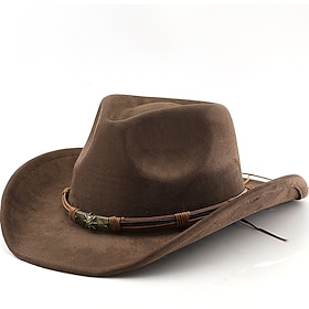 Per uomo Cappello da sole Cappello da cowboy Cappello Fedora Trilby Nero Cammello Lanetta Stile vintage Di tendenza 18esimo secolo Stato del Texas Giornaliero