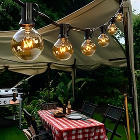G40 Globe Outdoor String Lights, 10ft/25ft/30ft/50ft Patio Lights, Clear Bulbs, Connectable E12 Base for Indoor/Outdoor Décor