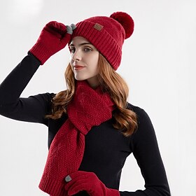Christmas Gift Set Knitted Hats Scarf Gloves Set Women's Christmas New Year Christmas Eve Knitwear Winter Hat Christmas Gift for Women for Her for Mom