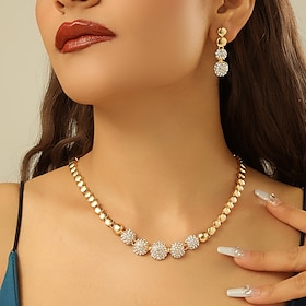 Bridal Jewelry Sets Two-piece Suit Zircon Zircon Rhinestone 1 Necklace Earrings Women's Elegant Vintage Fashion Cute Chandelier Ball Blessed Round Jewelry Set