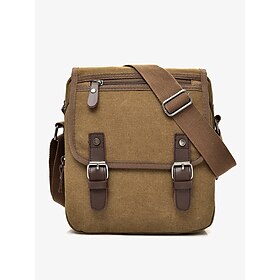 Men's Canvas Messenger Bag with Adjustable Strap  Casual Crossbody Shoulder Bag for Travel and Daily Use