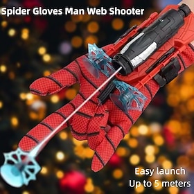 Spider Launcher Spider Silk Spider Hero Man Spinning Silk Gloves Black Children'S Toy Boy Soft Bullets Can Be Launched Halloween Gift for Christmas Gifts