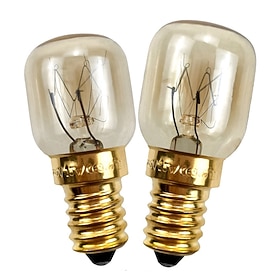 E14 Base Oven Light Bulb, 15W/25W Dimmable Incandescent Bulb for Oven, Microwave, Wax Warmer Salt Lamp 2pcs