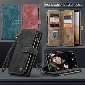 Phone Case For S25 S24 S24 FE S23 S22 S21 Ultra Plus A55 5G A35 5G A25 A15 Wallet Case with Stand Holder Magnetic Zipper Retro TPU PU Leather
