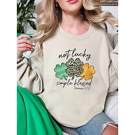 kvinders st. patrick's day pullover polyester grafisk bogstav afslappet ferieprint afslappet hættetrøje lange ærmer mikroelastisk efterår vinter