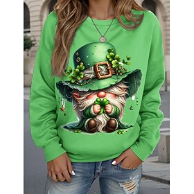 kvinders st. patrick's day sweatshirt polyester grafisk street dailywear print afslappet rund hals langærmet mikroelastisk efterår vinter