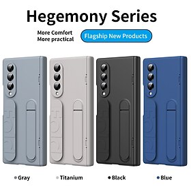 Phone Case For Z Fold 7 Z Fold 6 Z Fold 5 Z Fold 4 Z Fold 3 Back Cover with Stand Holder Shockproof Retro PC Silicone