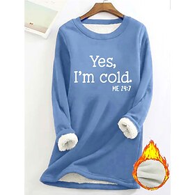 Women's Sweatshirt Pullover Fleece Lined Warm Pajamas Sherpa Graphic Street Casual Warm Fuzzy Sherpa Fleece Round Neck Long Sleeve Top Micro-elastic Fall Wint