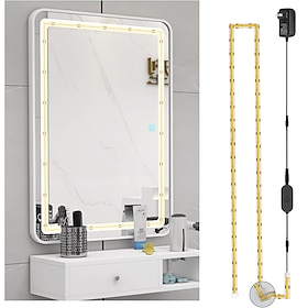 COB LED Vanity Mirror Light Kit, 1-4M/3.2-13ft 420LED/m Adjustable Strip Light, Dimmer Power Supply COB Strip Lights for Mirror, Closet, Kitchen, Cabinet Ligh