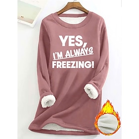 Women's Sweatshirt Fleece Letter Street Dailywear Print Casual Comfrt Crew Neck Long Sleeve Micro-elastic Fall Winter Comfrt Breathable Soft Fabric
