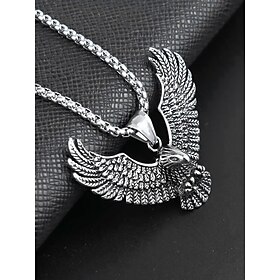 Men's Silver Eagle Pendant Necklace  Bold and Detailed Symbolic Jewelry for Strength and Freedom