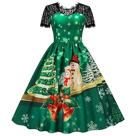 A-Line Dress Fancy Christmas Dress Christmas 1950s for Women's Adults Christmas Masquerade Christmas Eve Party Christmas New Year Eve Dress