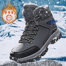 Men's Waterproof Winter Hiking Boots with Fur Lining  Anti-Slip Outdoor Trekking Shoes for Cold Weather