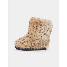 Women's Faux Fur Leopard Print Snow Boots – Warm and Stylish Winter Outdoor Booties for Cold Weather