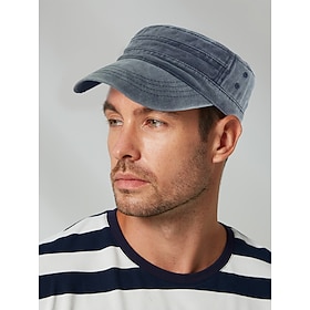 Men's Vintage-Style Washed Military Cadet Cap – Casual Adjustable Unisex Army Hat for Outdoor Wear