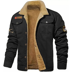 Voor heren Geborduurd Koe afdrukken Fleecejack Cargo-jack Tactisch Vintage Casual Militair Buitensporten Dagelijks Knop Meerdere zakken Herfst Winter Strijkijz
