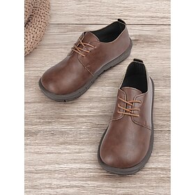 Men's Brown Faux Leather Lace-Up Casual Shoes with Comfortable Non-Slip Sole  Perfect for Everyday Wear