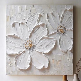 Handmade Hand Painted Oil Painting 3D Large White Flower Oil Painting On Canvas Original Acrylic Painting Heavy Textured Painting Abstract Landscape Wall Art F