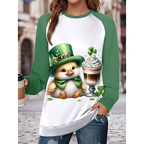 kvinders st. patrick's day sweatshirt polyester animal shamrock street dailywear print afslappet rund hals langærmet mikroelastisk efterår vinter