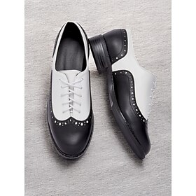 Women's Black and White Oxford Shoes with Brogue Detailing  Classic Two-Tone Formal Footwear