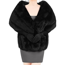 Elegant Ladies Roaring 20s Faux Fur Shawl The Great Gatsby Charleston Fancy Dress Women's Valentine's Day Masquerade Daily Party Wedding Adults Shawl Fall Wint