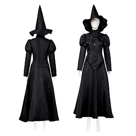 Hexe Fee Elphaba Outfits Kostüm Walpurgisnacht Film- und TV-Themenkostüme Film Cosplay for Damen Erwachsene Halloween Karneval Leistung Party Bühne