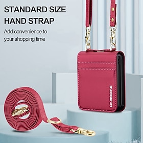 Phone Case For Samsung Galaxy Z Flip 7 Z Flip 6 Z Flip 5 Z Flip 4 Z Flip 3 Back Cover with Lanyard Card Slot Shockproof Retro TPU PU Leather