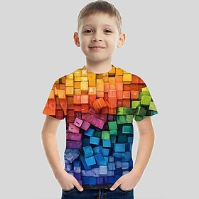 Boys 3D Optical Illusion T shirt Short Sleeve 3D Print Summer Active Sports Streetwear Kids 3-12 Years School Outdoor Daily