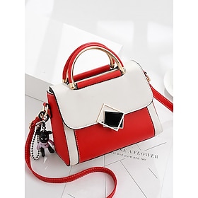 Women's Two-Tone Handbag with Gold Handle and Crossbody Strap  Elegant and Stylish Small Shoulder Bag for Everyday Use