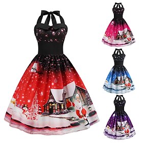 Fancy Christmas Dress Santa Claus Mrs. Claus Christmas Cosplay Costume for Women's Adults Christmas Masquerade Christmas Eve Party Christmas Dress