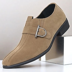 Men's Suede Buckle Strap Dress Shoes  Classic Formal Style, Comfortable Fit, Ideal for Business, Weddings and Evening Events