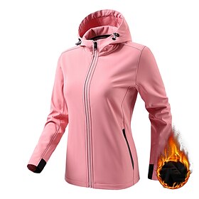 Women's Softshell Jacket Hiking Jacket Winter Outdoor Thermal Warm Windproof Water Resistant Fleece Jackets Windbreaker Jacket Traveling Black Pink
