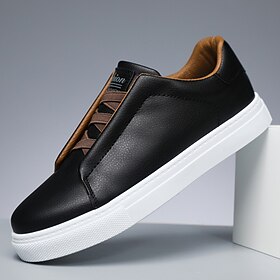 Men's White and Brown Lace-Up Casual Sneakers – Stylish Low-Top Shoes for Daily Wear and Urban Outfits