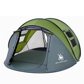 4 person Camping Tent Outdoor Windproof UPF50 UV Resistant Single Layered Poled Camping Tent 1000-1500 mm for Fishing Climbing Beach Oxford Cloth 280200110 cm