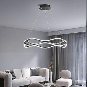 Modern Linear LED Chandelier with White Silica Gel Shade Adjustable Hanging Length White Third Gear Dimming 110-240V