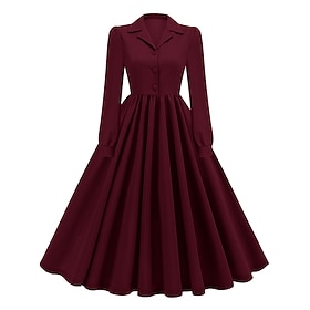 1950s Retro Vintage Dress Flare Dress Solid Color Fancy Dress Women's Masquerade Event / Party Revival Bachelorette Party Adults' Dress Homecoming Dresses