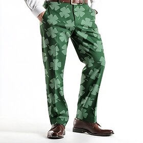 St. Patrick's Day Voor heren Klavertje vier Pakken Broek Medium Taille Moderne stijl Zakelijk informeel Feest Feestdagen Festival Strakke pasvorm Platte voorka