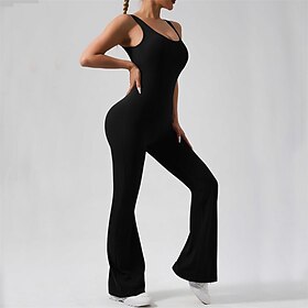 Dame Jumpsuit Treningsjakke Heldraktskostymer Grunnleggende Kald skulder Helfarge Kroppsdrakt Buksedress...