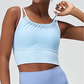 Women's Sports Bra Crew Neck Breathable, Lightweight, Comfortable Backless Sleeveless Light Support Sports Solid Color Sports Bra, Tank Top For Yoga, Fitness,