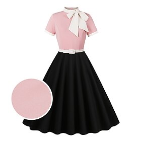 1950s Retro Vintage Dress Flare Dress Solid Color Fancy Dress Women's Masquerade Event / Party Revival Bachelorette Party Adults' Dress Homecoming Dresses
