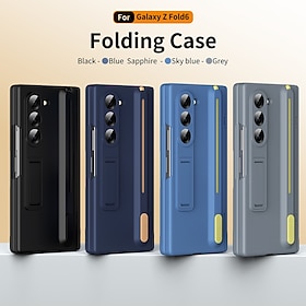 Phone Case For Samsung Galaxy Z Fold 7 Z Fold 6 Z Fold 5 Z Fold 4 Z Fold 3 Back Cover with Stand Holder Shockproof Retro TPU Silicone
